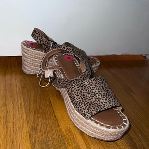 Size 6 neutral wedges leopard print NWOT